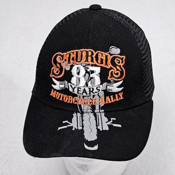 Sturgis 2023 Trucker Hat Skull Bike 83 Logo Black Orange Logo Meshback READ DESC - Picture 1 of 7